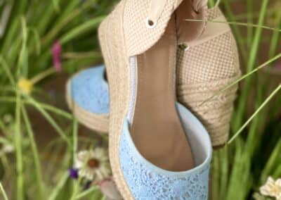 Sandale compensée bleu